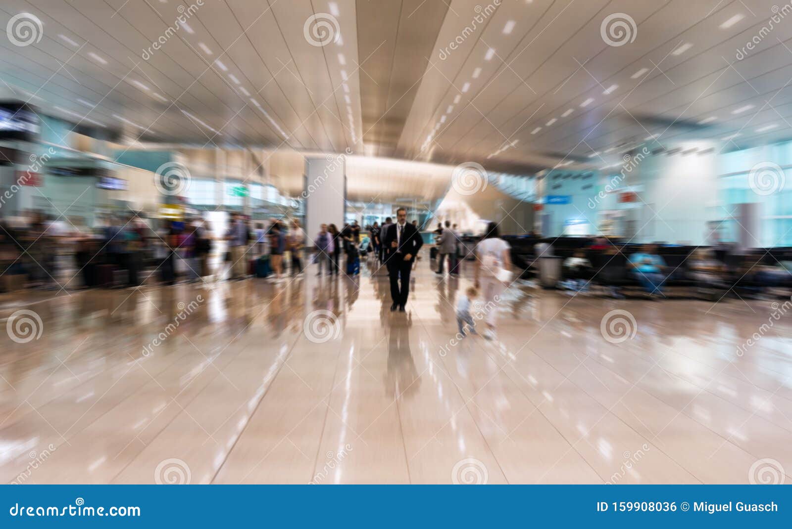 airport interior with motion blur, motion effect - image