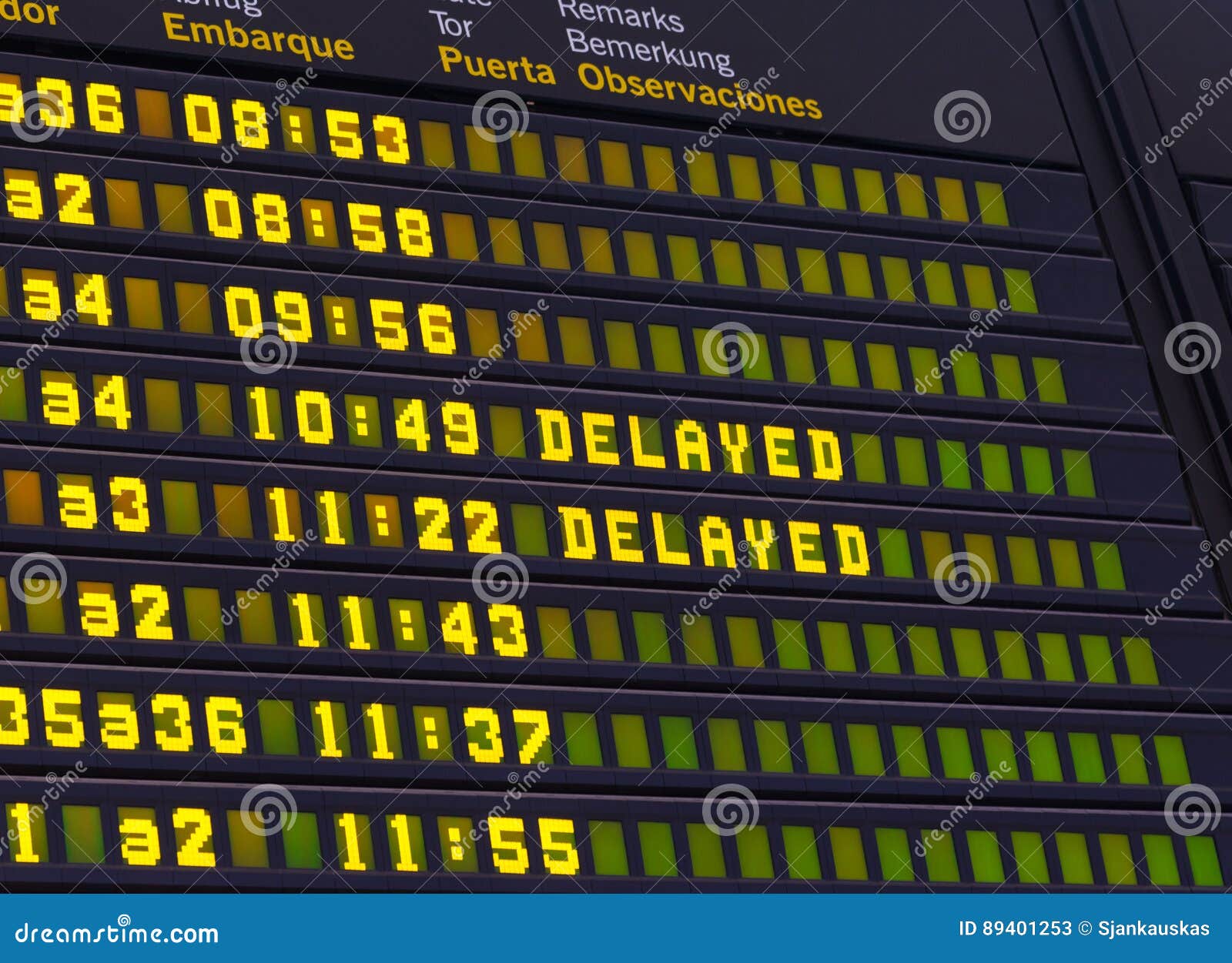 airport schedule signboard delayed flight