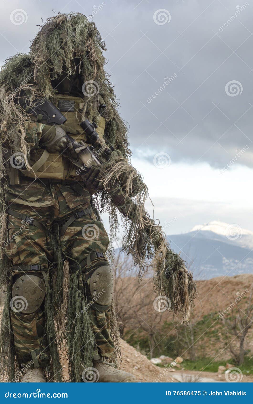 Airsoft Sniper on Hill Rocks Stock Image Image of airsoft, blue 76586475