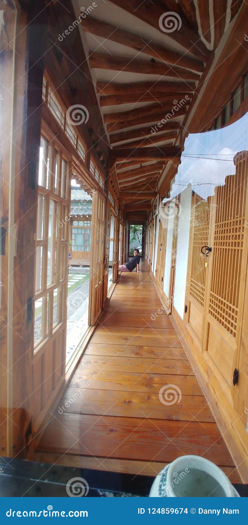 Aisle Of Korean Traditional House Hanok Wooden Old Editorial