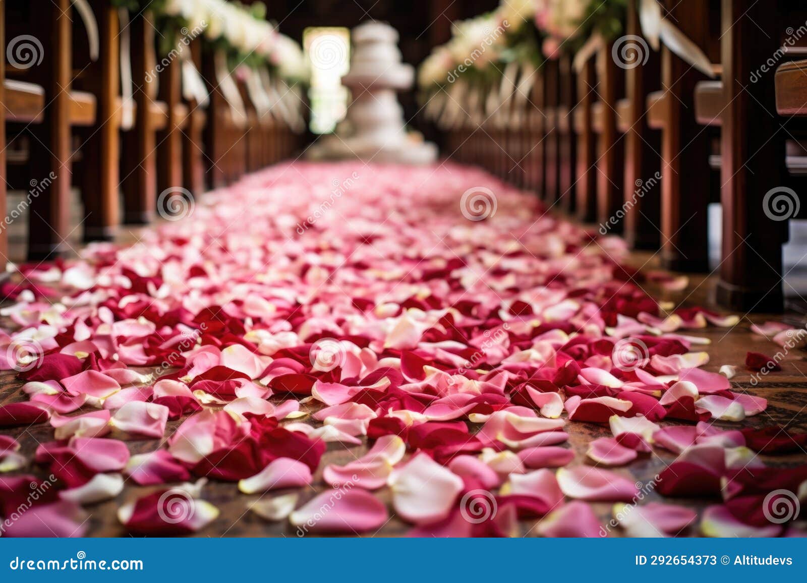 An Aisle Runner with Rose Petals Stock Image Image of elegant, love 292654373