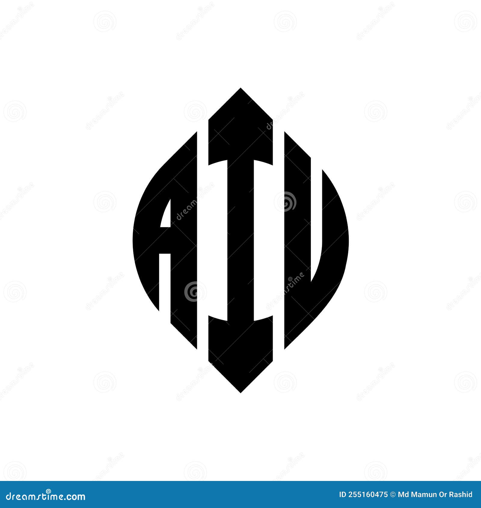 aiu circle letter logo  with circle and ellipse . aiu ellipse letters with typographic style. the three initials form a