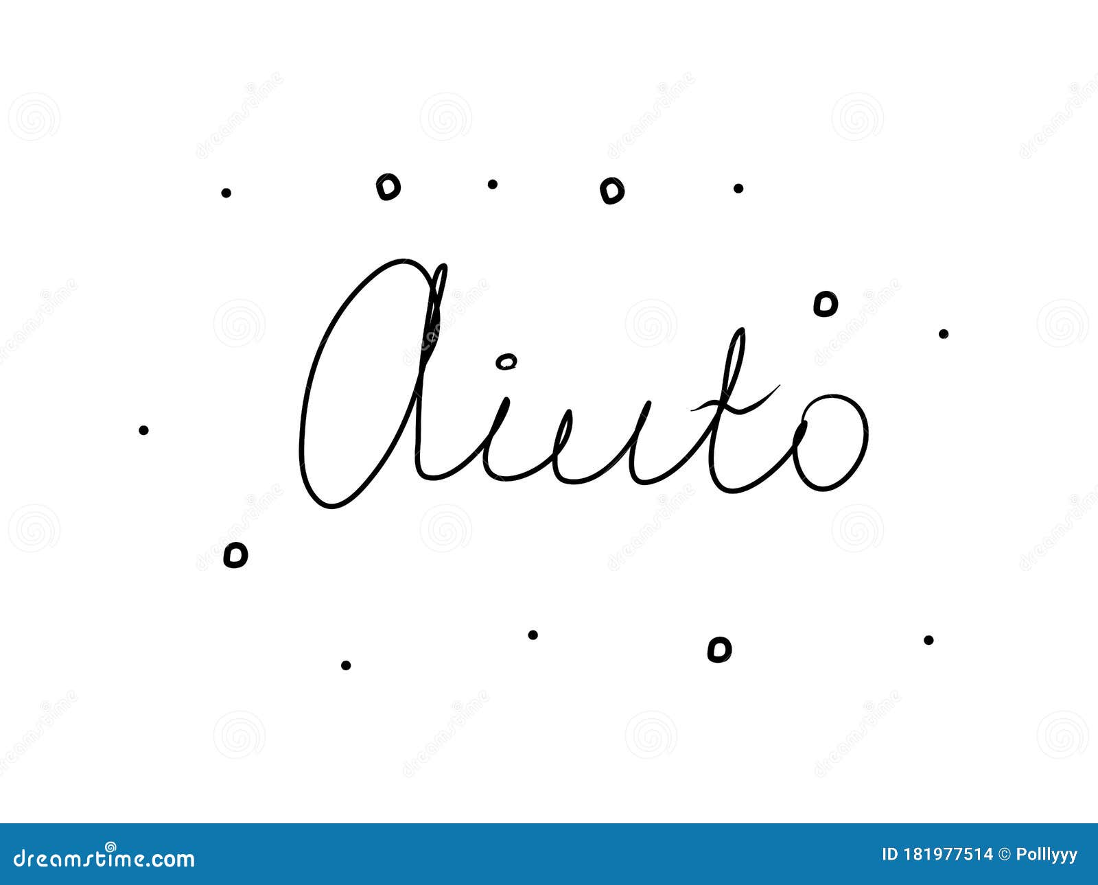 aiuto phrase handwritten with a calligraphy brush. help in italian. modern brush calligraphy.  word black