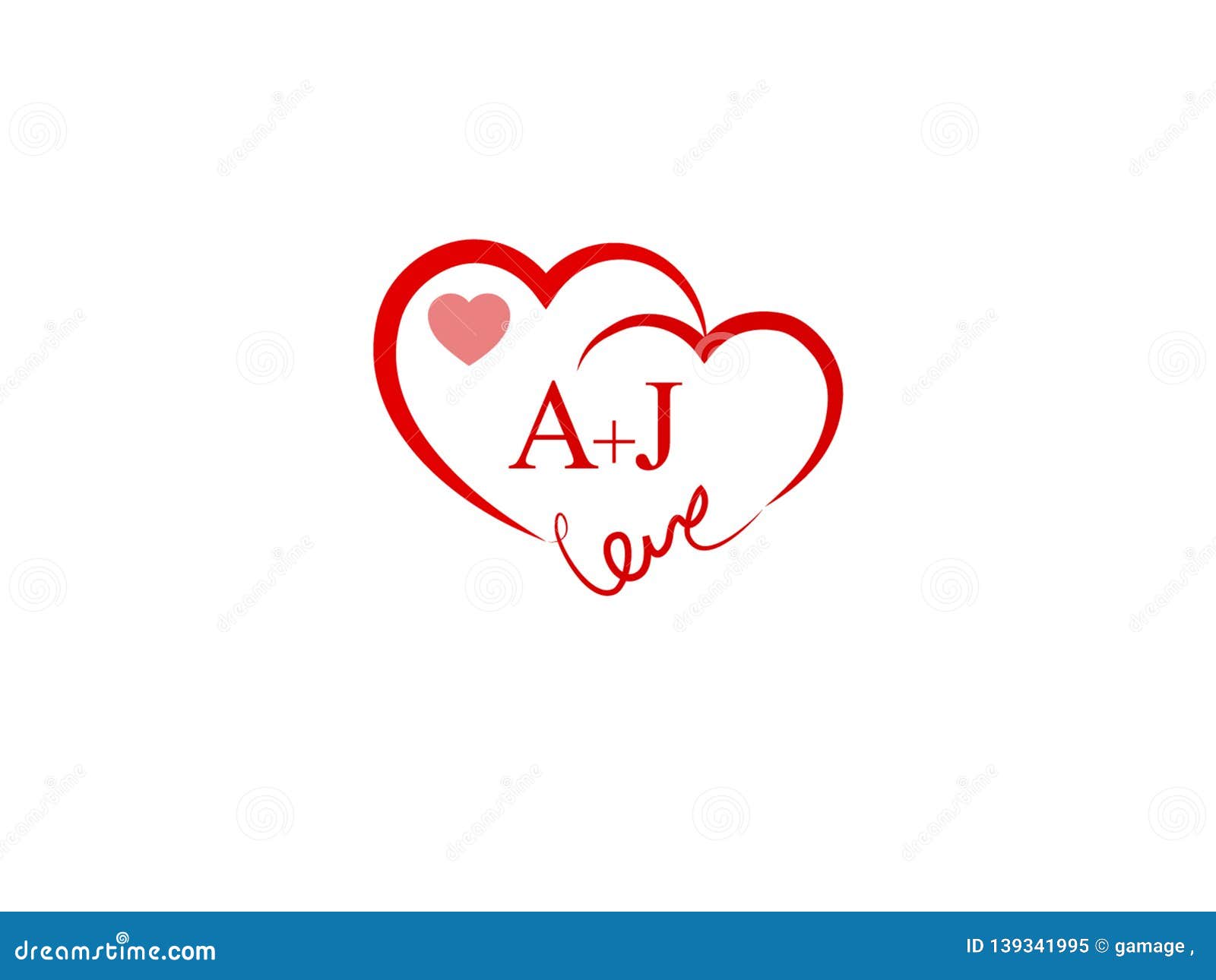 Aj Initial Heart Shape Red Colored Logo Stock Vector Illustration Of Flat Vector