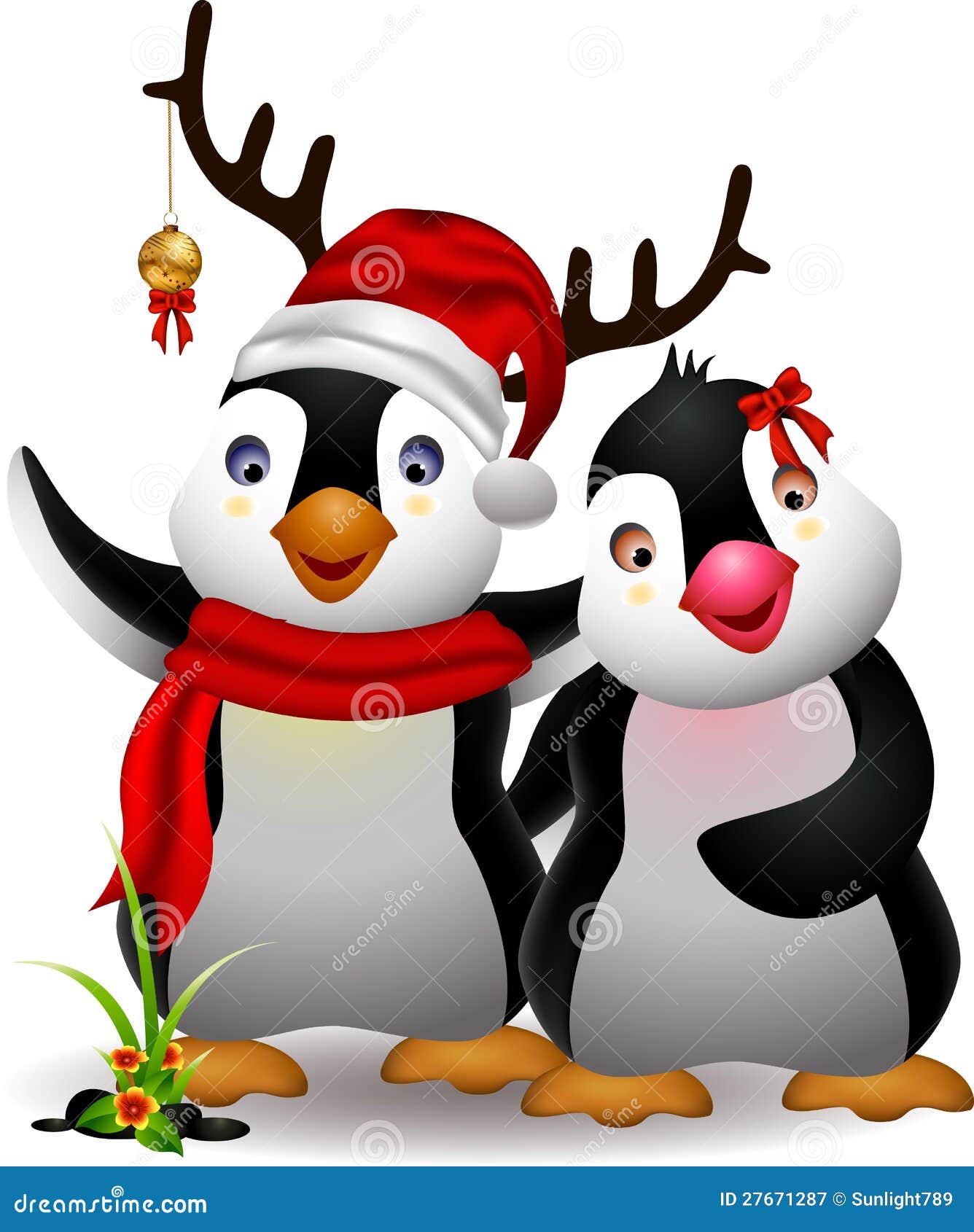photographie stock libre de droits ajouter mignons de dessin animé de noël de pingouin à l amour image