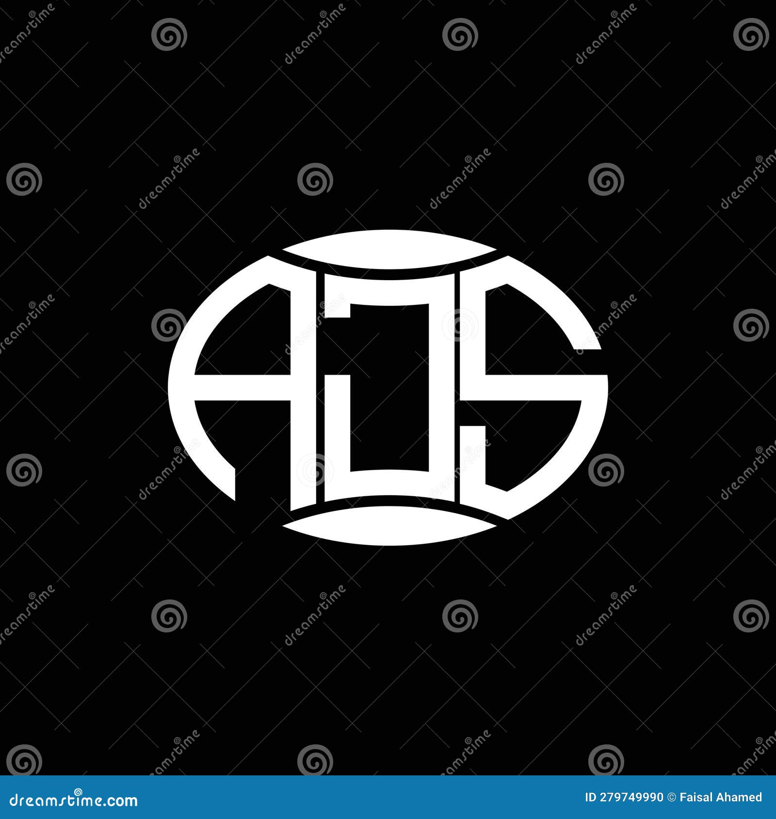 ajs abstract monogram circle logo  on black background. ajs unique creative initials letter logo
