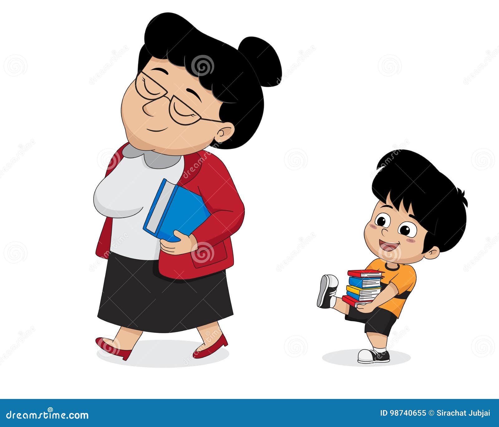 As Crianças Ajudam O Professor a Carregar Um Livro Ilustração do Vetor -  Ilustração de mulheres, cartoon: 98740655, image size:1600x1370