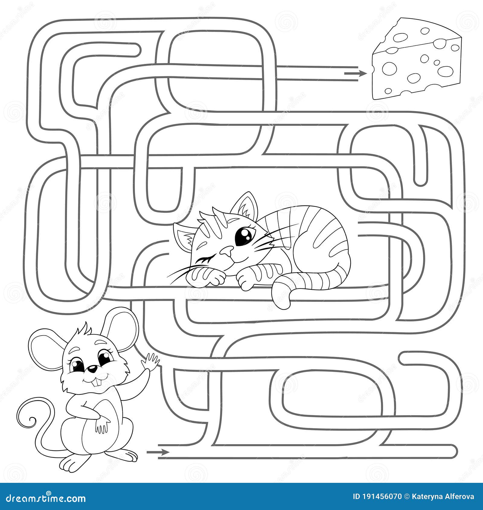 Encontre o caminho do jogo de labirinto com gatos ou gatinhos de desenho  animado