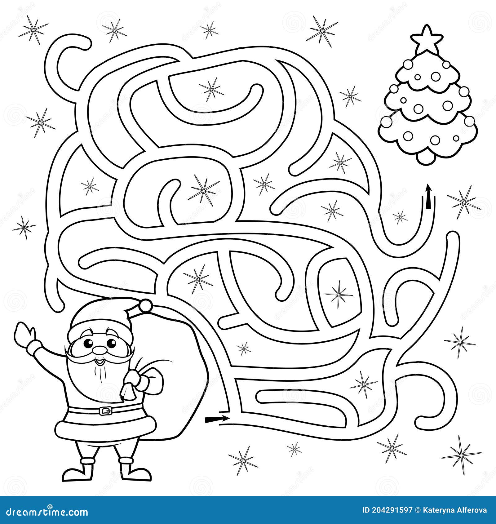 Labirinto de natal para crianças, jogo de labirinto com papai noel e  duendes. enigma do feriado de inverno para crianças, jogo do caminho de  pesquisa ou atividade de jogo. papai noel carregando um saco com presentes,  decorado com vetor de desenho
