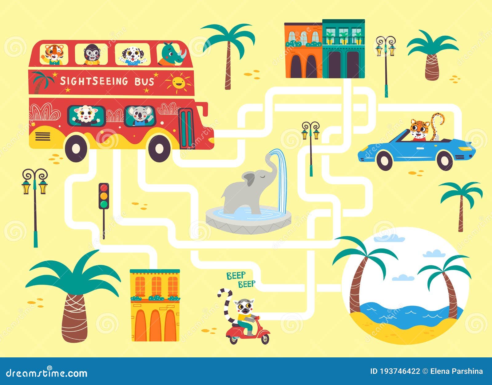 O jogo de quebra-cabeça de labirinto para crianças ajuda o ônibus de  transporte de desenhos animados a encontrar o caminho certo para a escola  ou estádio