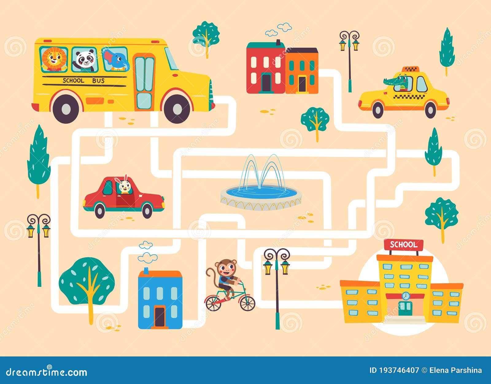 Educação De Jogos De Labirinto Para Crianças Ajuda O ônibus Escolar a Ir à  Escola Ilustração do Vetor - Ilustração de colorido, elementar: 254613972