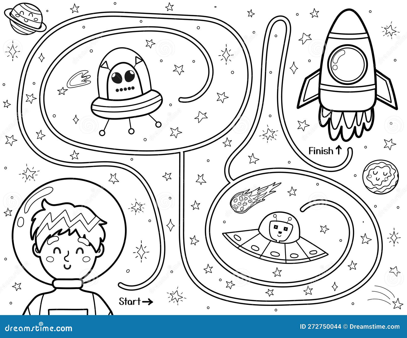 Labirinto Ou Labirinto Jogo. Puzzle. Desenhos Animados De Astronauta Com  Foguete No Espaço. Pequeno Astronauta Ou Cosmonauta. Livro De Colorir Para  Crianças. Royalty Free SVG, Cliparts, Vetores, e Ilustrações Stock. Image  176820676