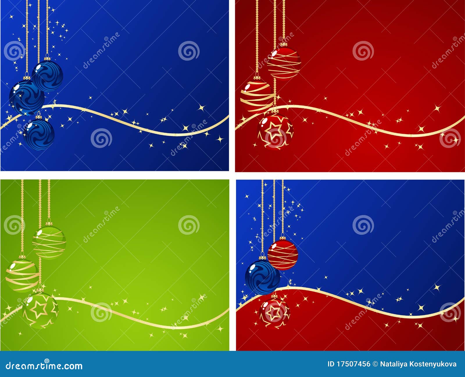 Ajuste fundos do Natal. Ajuste fundos com as decorações do ano novo. Vector a ilustração.