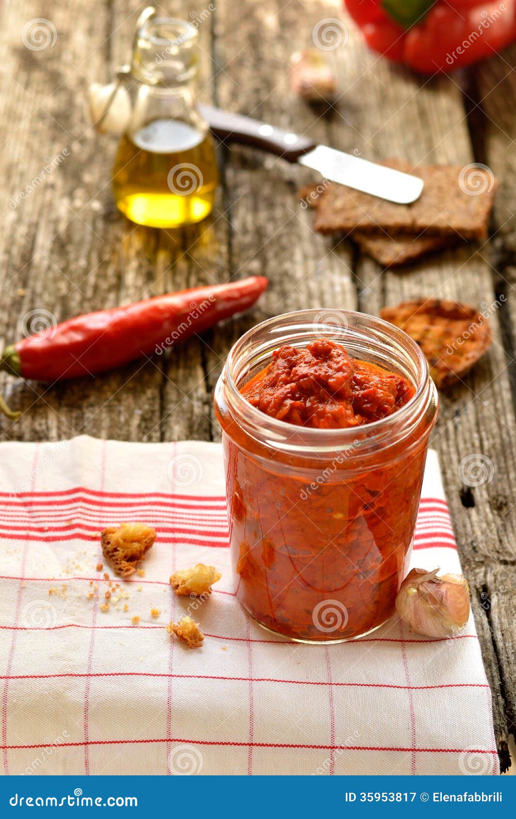 Ajvar in glass jar (balkan red pepper relish, serb royalty free ...