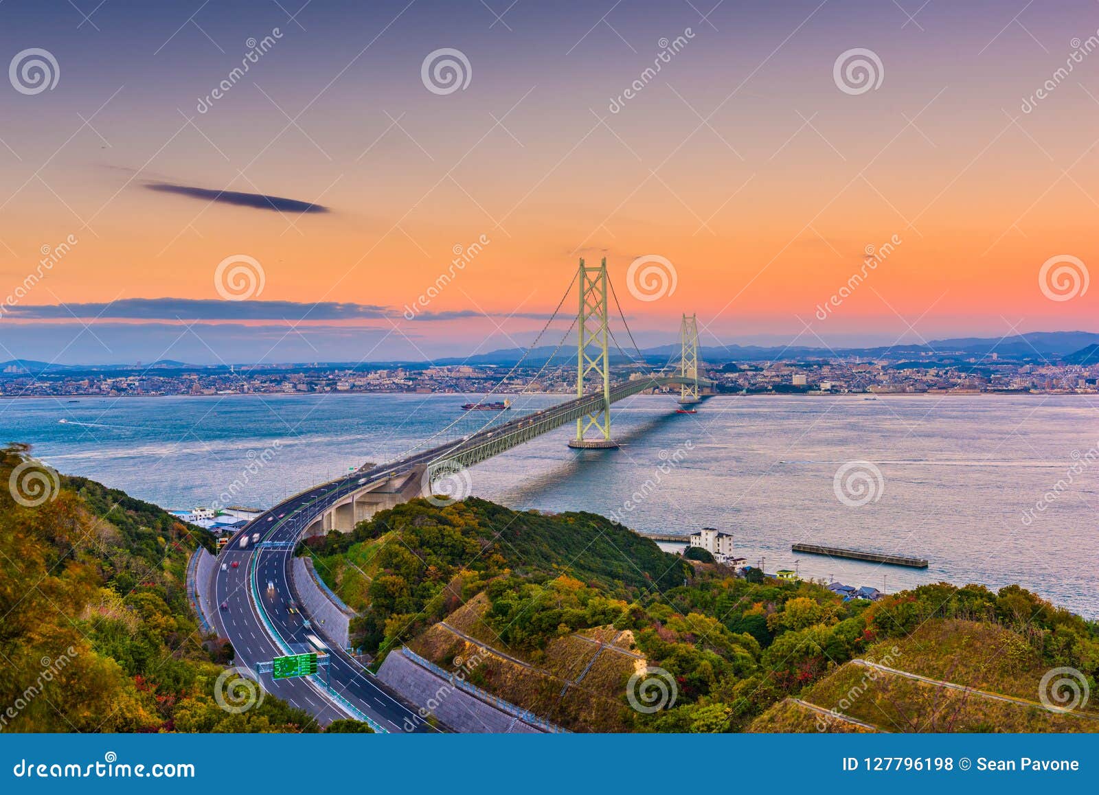 akashi kaikyo bridge across the seto inland sea, japan