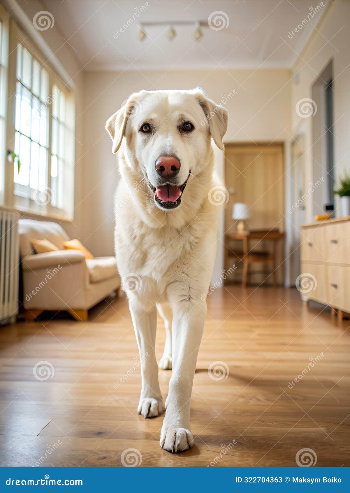 akbash dog walks room
