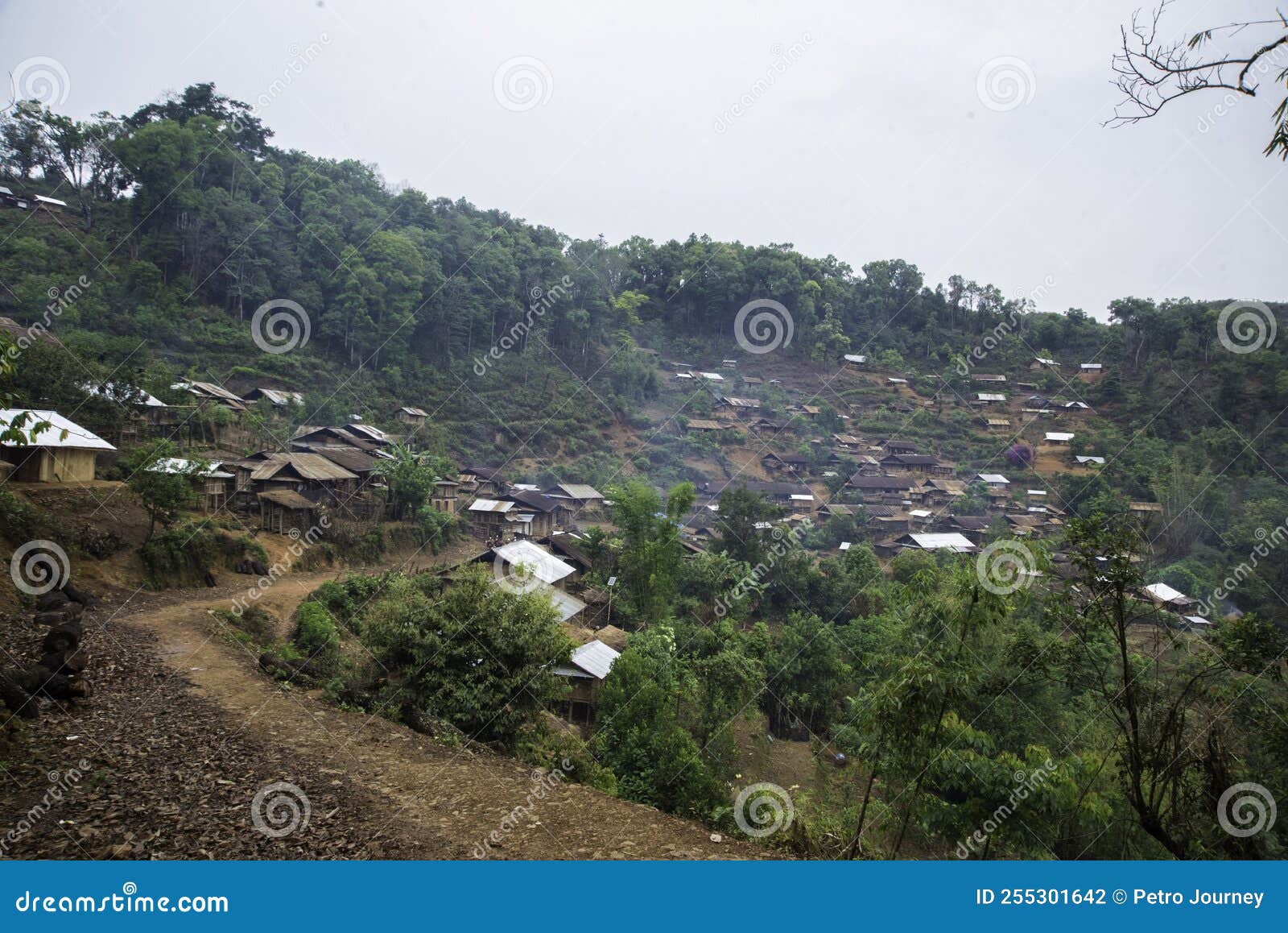 Akha village in phongsaly stock photo. Image of mountain - 255301642