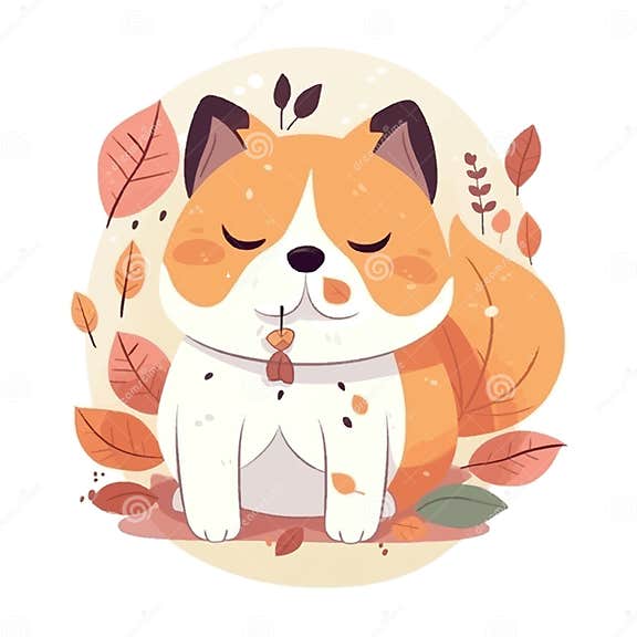 Akita Dog in Kawaii Style on a White. Vector Illustration Stock Vector ...