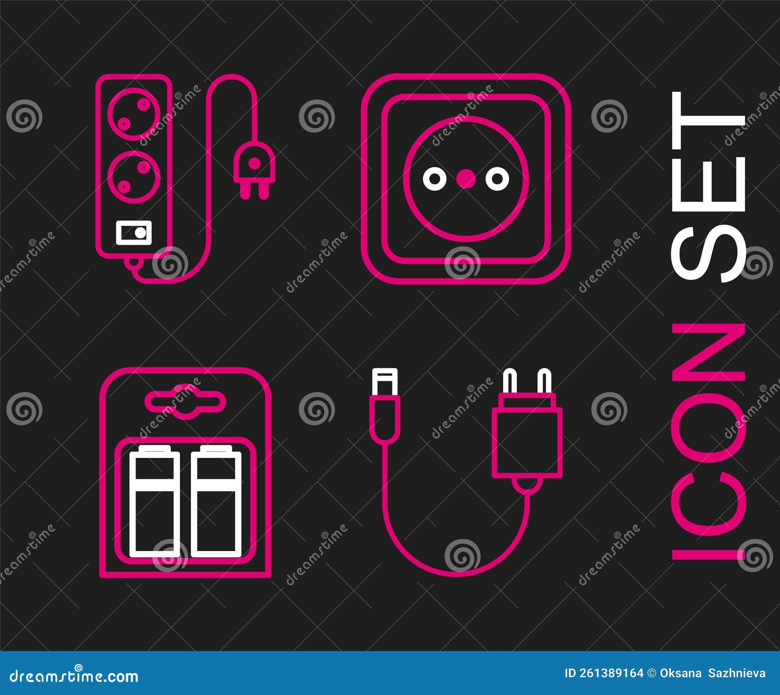 Akku Für Das Ladekabel in Der Steckdose Und Symbol Für Das  Verlängerungskabel. Vektor Vektor Abbildung - Illustration von erweiterung,  netzkabel: 261389164