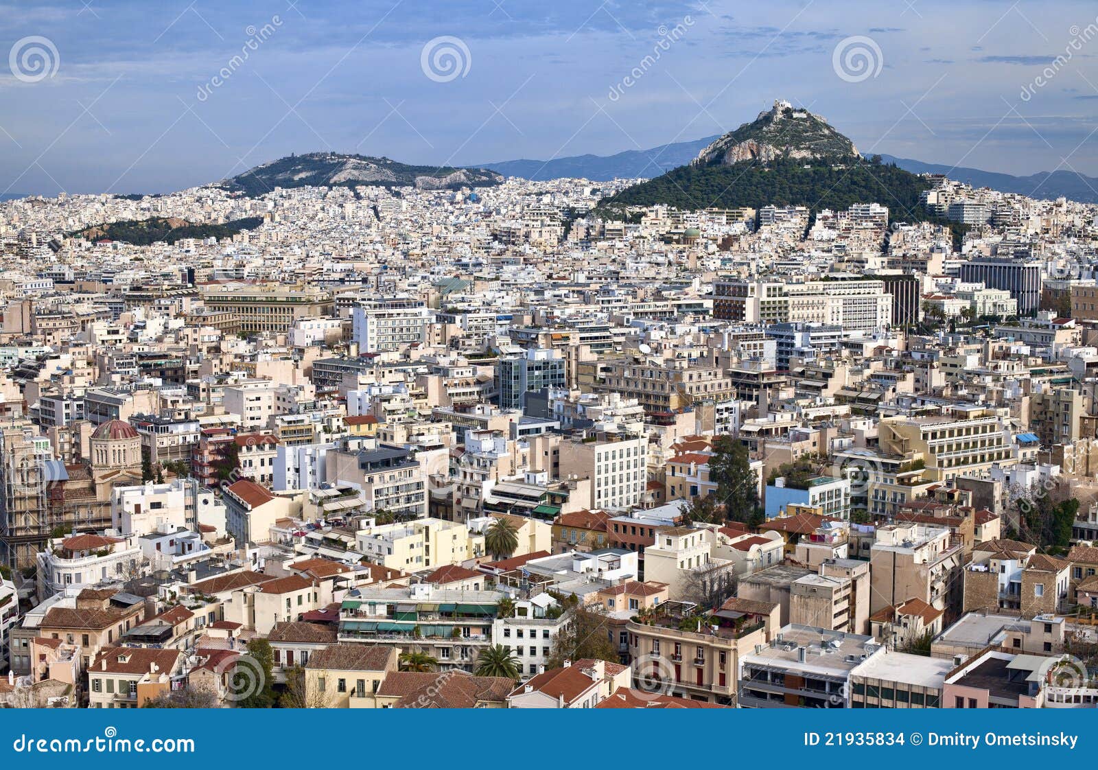 Akropolu Athens Greece panorama. Akropolu Athens ptasiego stolicy oka Greece greckiego wzgórza lycabettus panoramiczna s widzieć widok zima