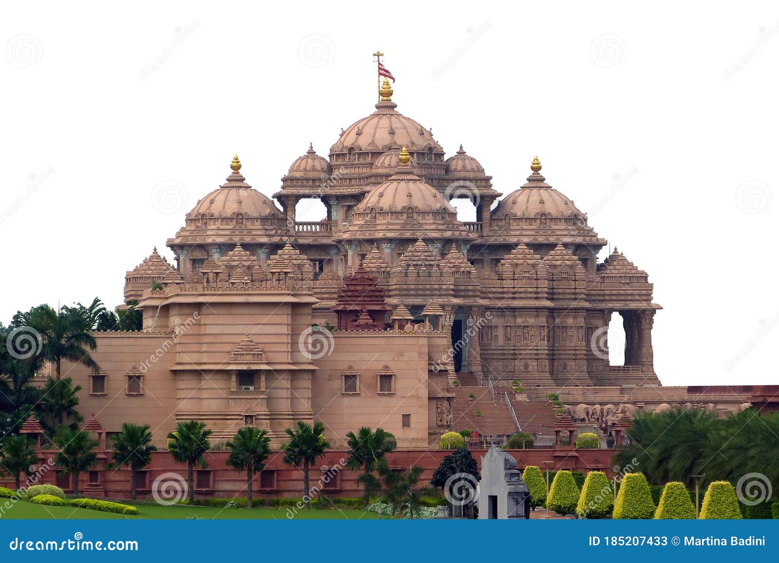 akshardham temple new delhi, india  on white background