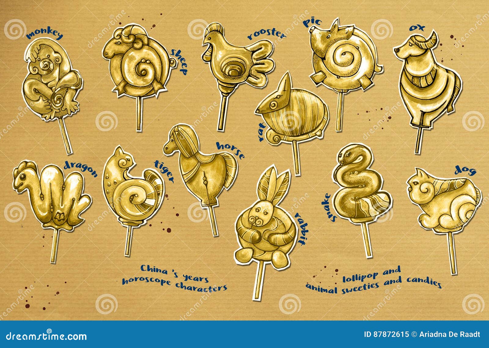 Al Chinese jaarhoroscoop stock illustratie. Illustratie bestaande uit