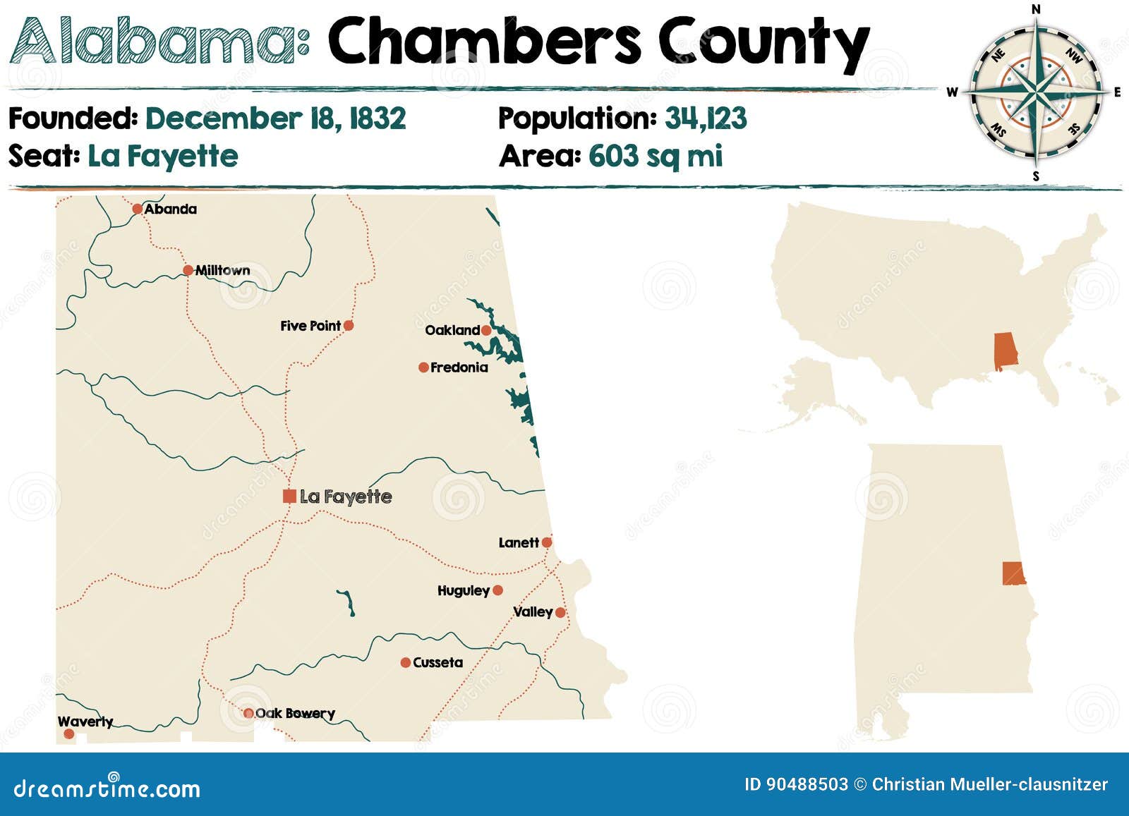 Alabama Chambers County stock vector. Illustration of information