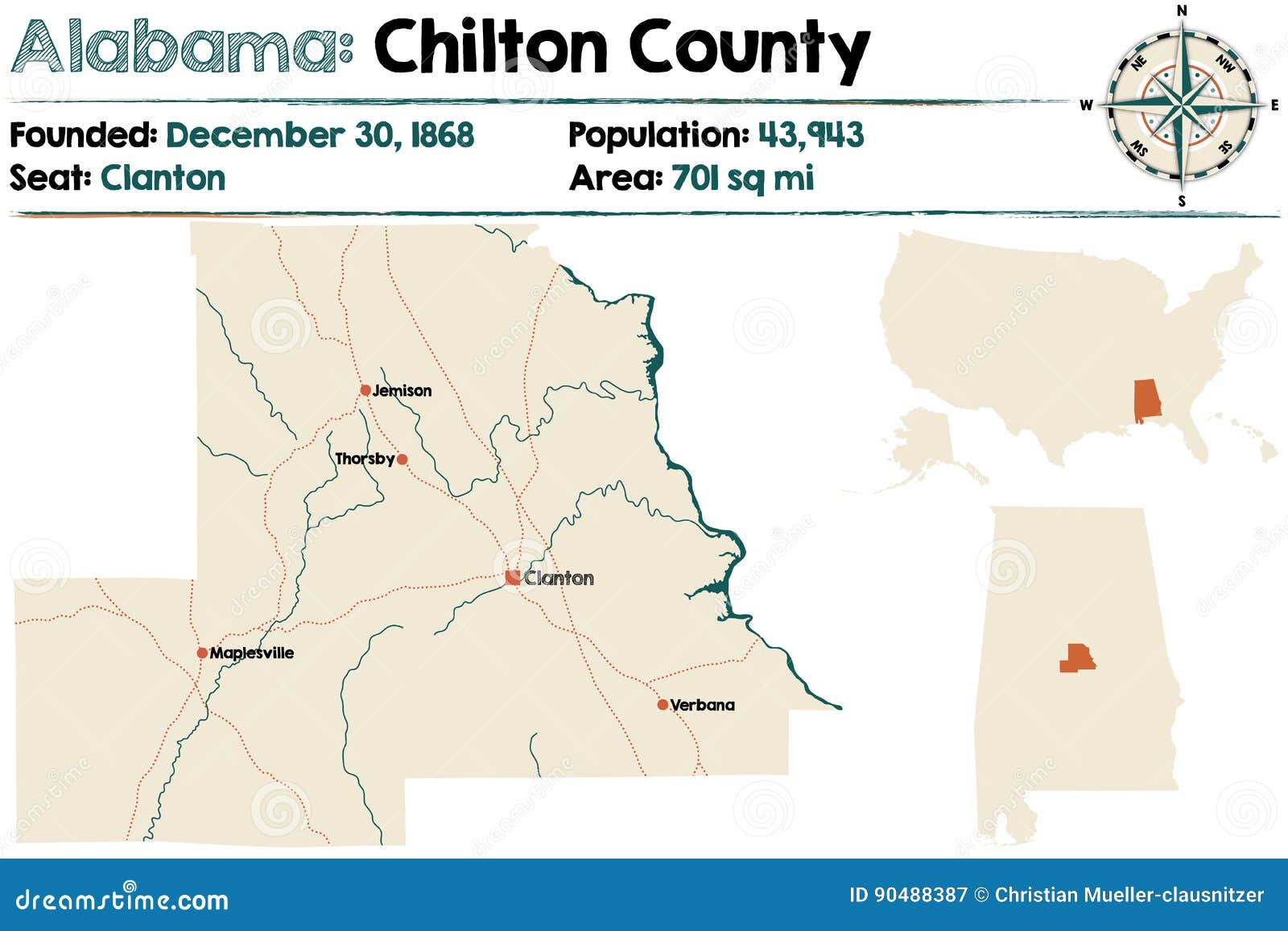 Alabama Chilton County stock vector. Illustration of information