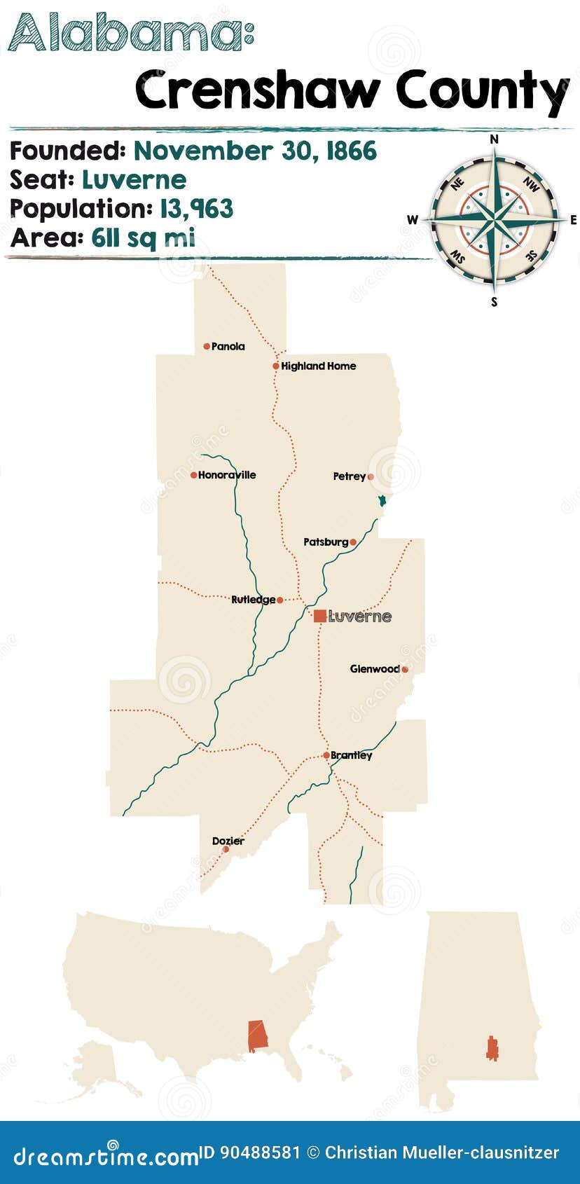 Alabama Crenshaw County ilustração do vetor. Ilustração de condado