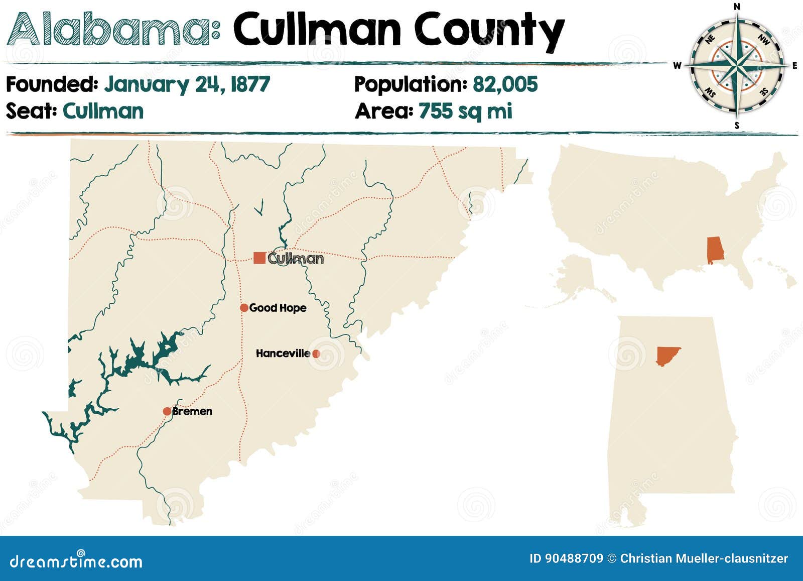 Alabama Cullman County stock vector. Illustration of colors 90488709