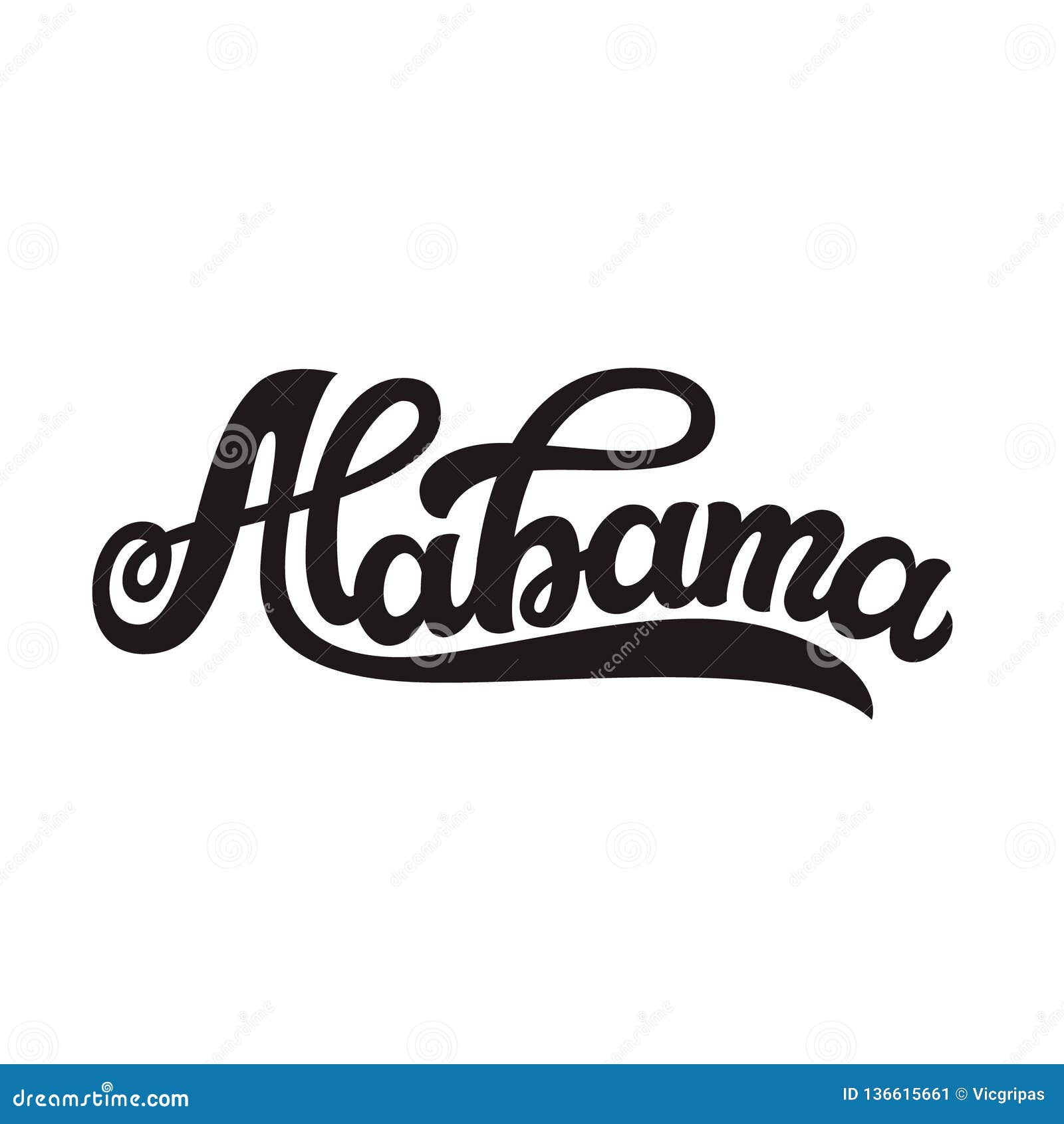 Alabama. Hand Drawn Lettering Text Stock Vector Illustration of