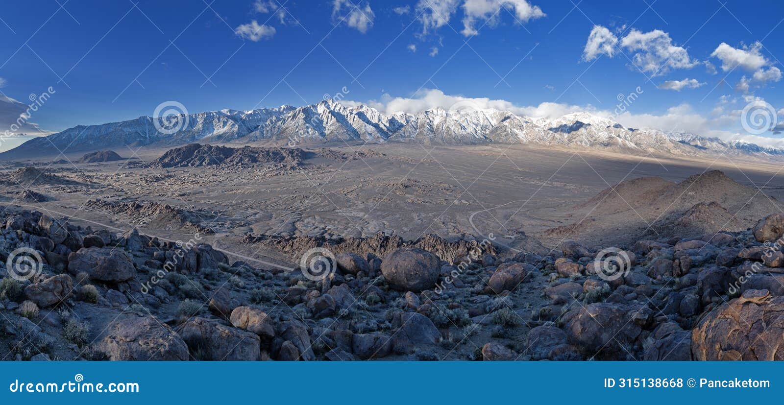 alabama hills and high sierra mountains panorama
