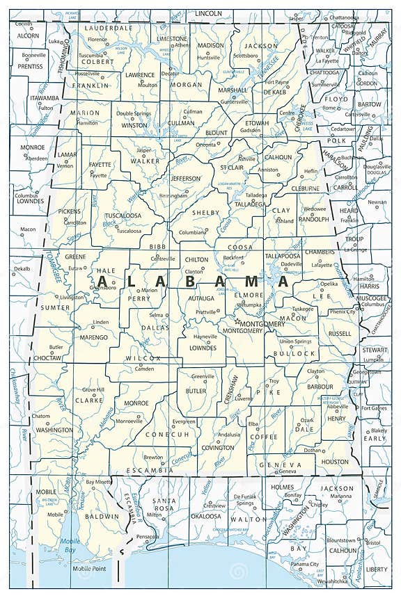 Alabama State Map Stock Vector Illustration Of City 99833010