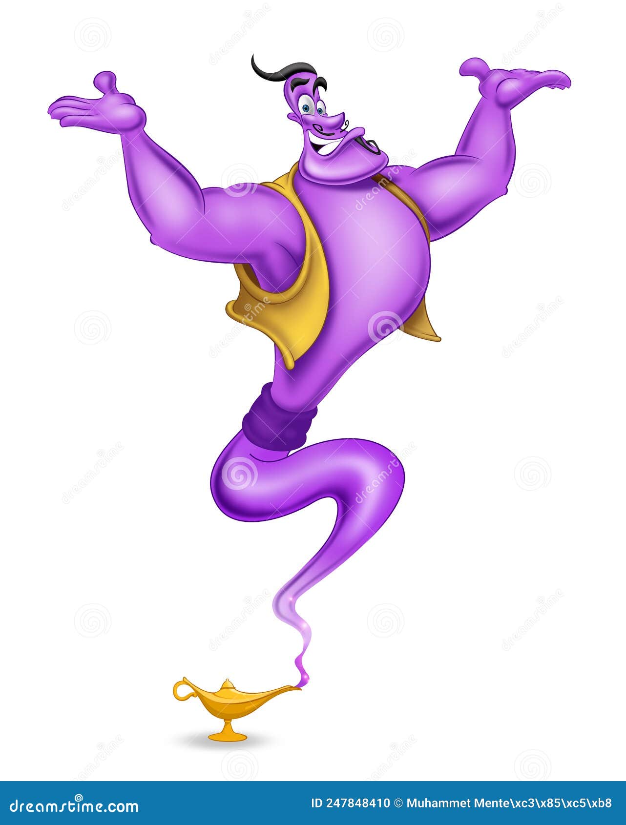 Aladdin Magic Lamp Purple Genie Show Drawing Stock Illustration