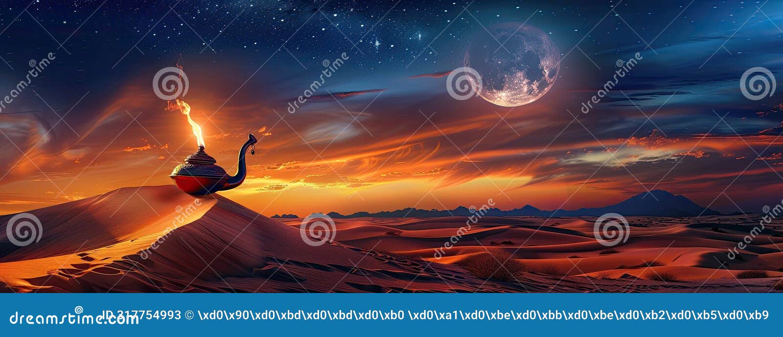 aladdin& x27;s lamp in the desert. generative ai