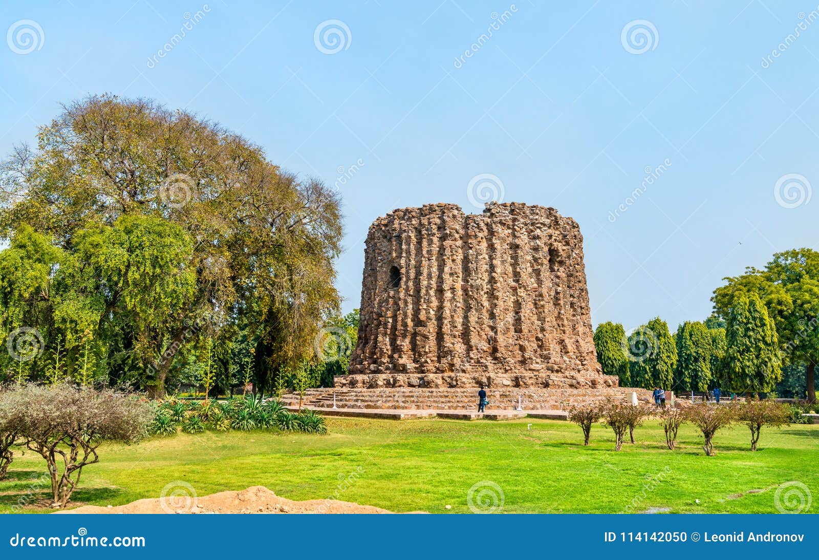 alai minar, an uncompleted minaret at the qutb complex in delhi, india