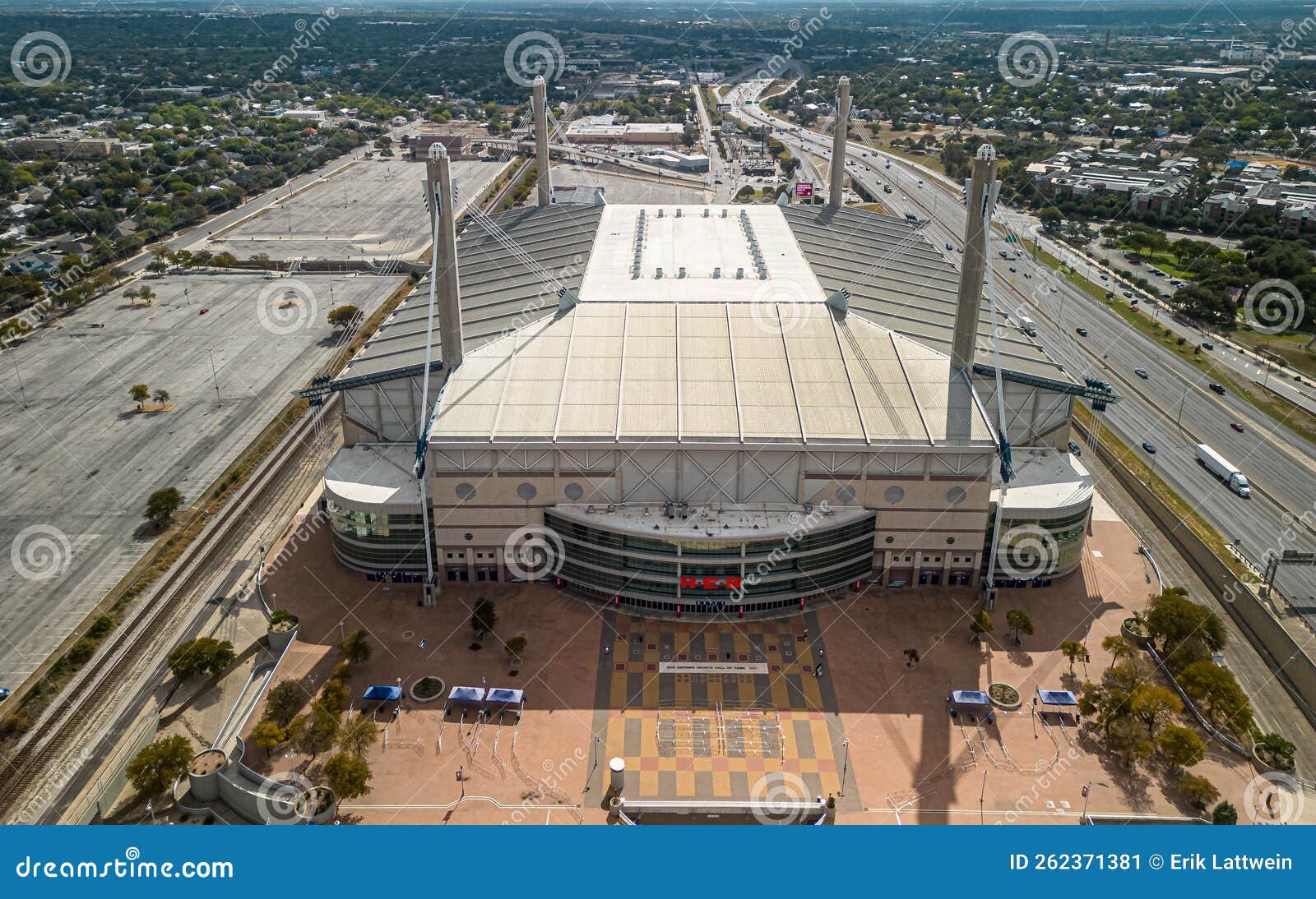 Alamodome Stadium in San Antonio Texas from Above Aerial View SAN