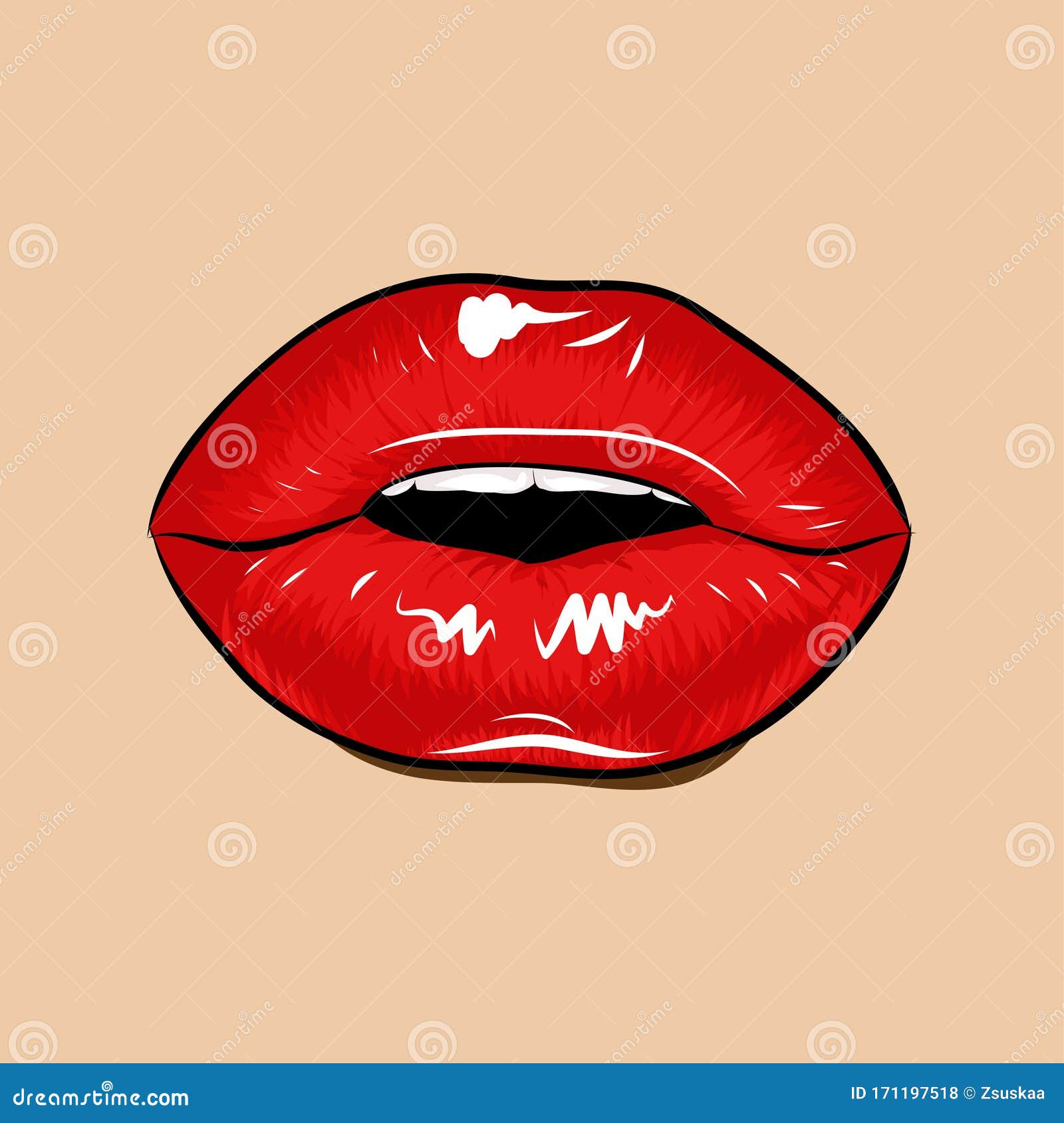 Sexy Woman Cartoon Mounth With Red Lips Digital Art by Dean Zangirolami -  Pixels