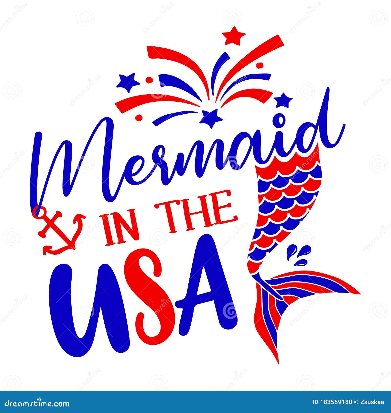 Download Mermaid In The USA - Happy Independence Day July 4 Stock ...