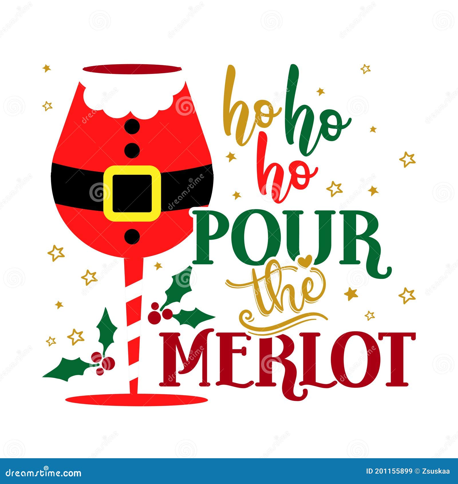 ho ho ho pour the merlot - calligraphy phrase for christmas.