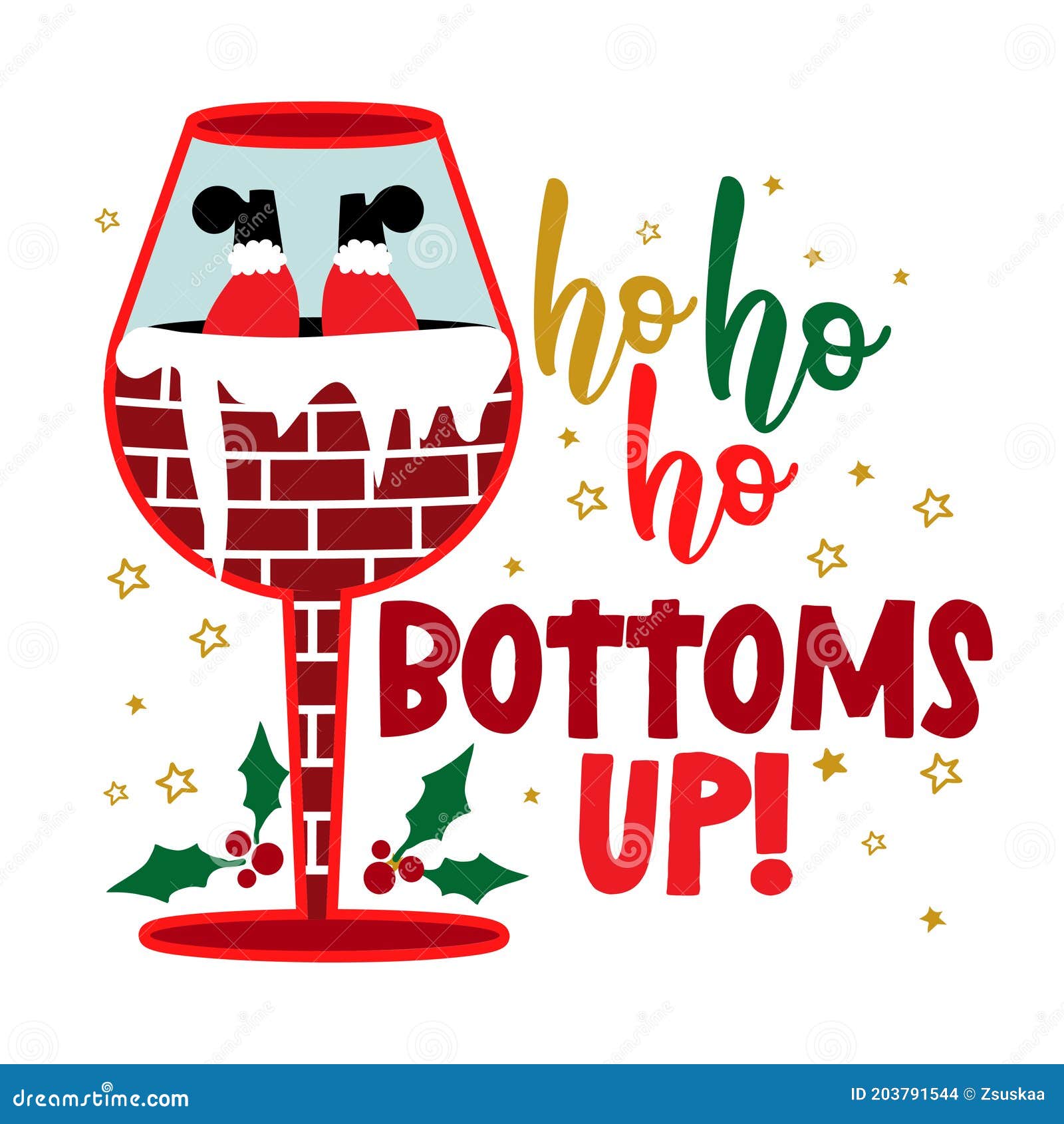 ho ho ho bottoms up - calligraphy phrase for christmas.