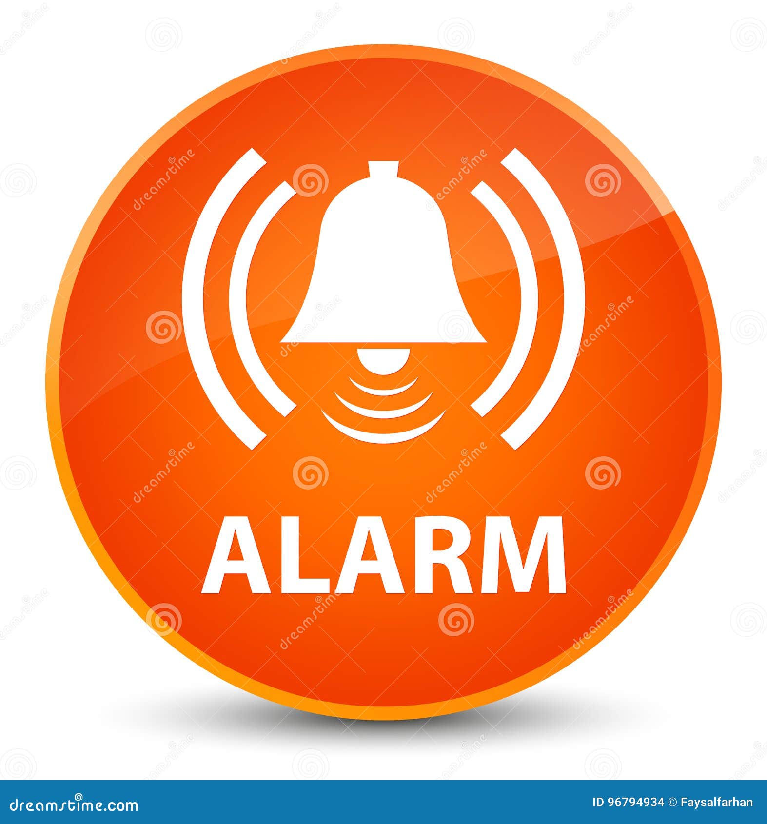 Alarm (bell Icon) Elegant Orange Round Button Stock Illustration