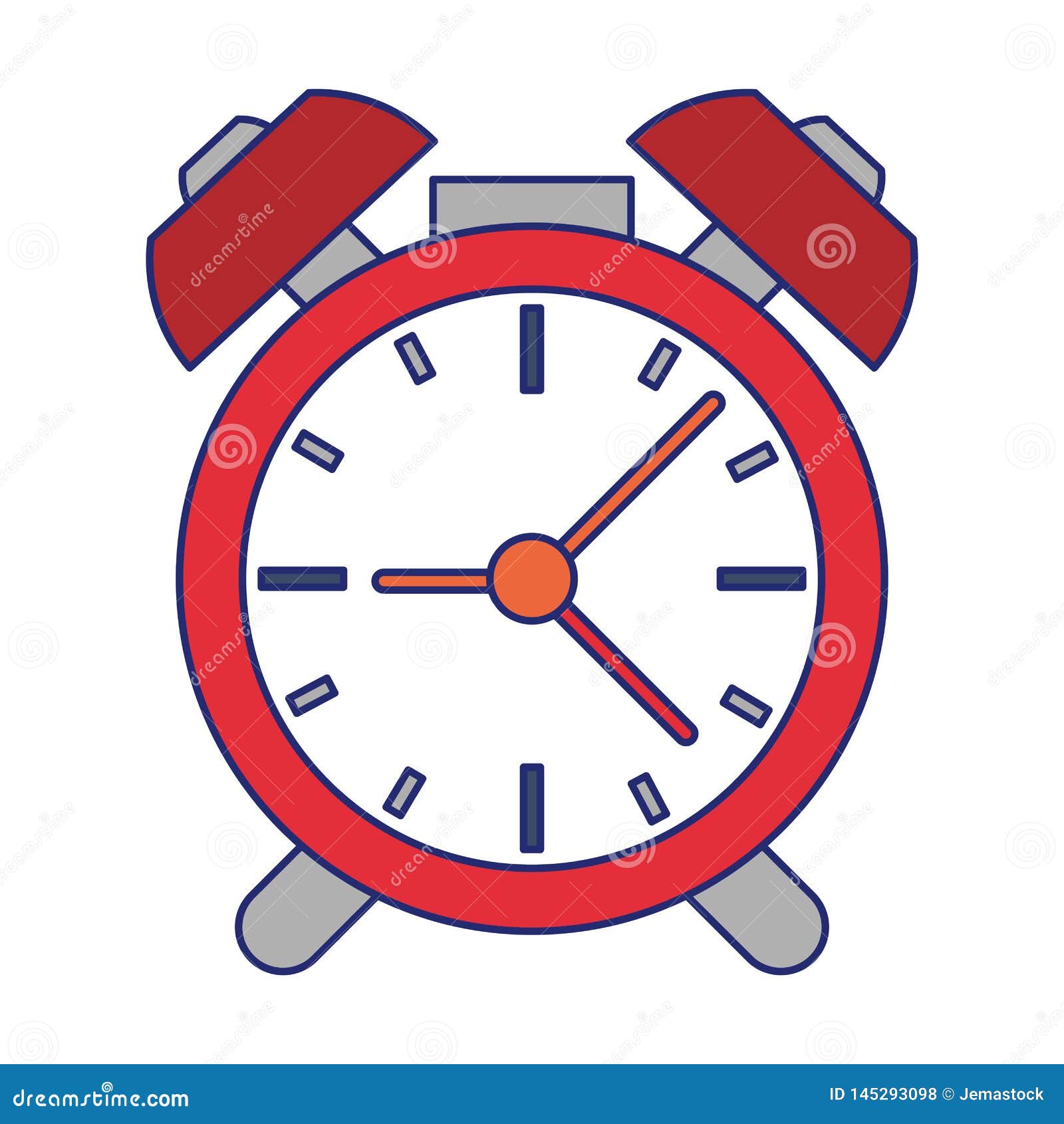 Alarm Clock with Bells Symbol Blue Lines Stock Vector Illustration of