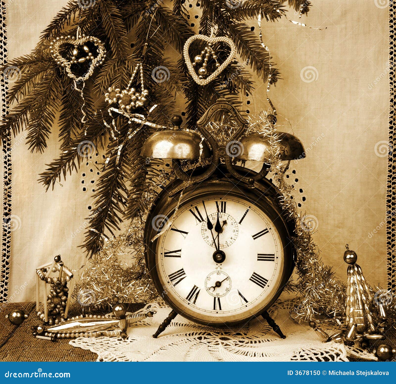 Alarm Clock Christmas Display Stock Photo - Image of chains, figures ...