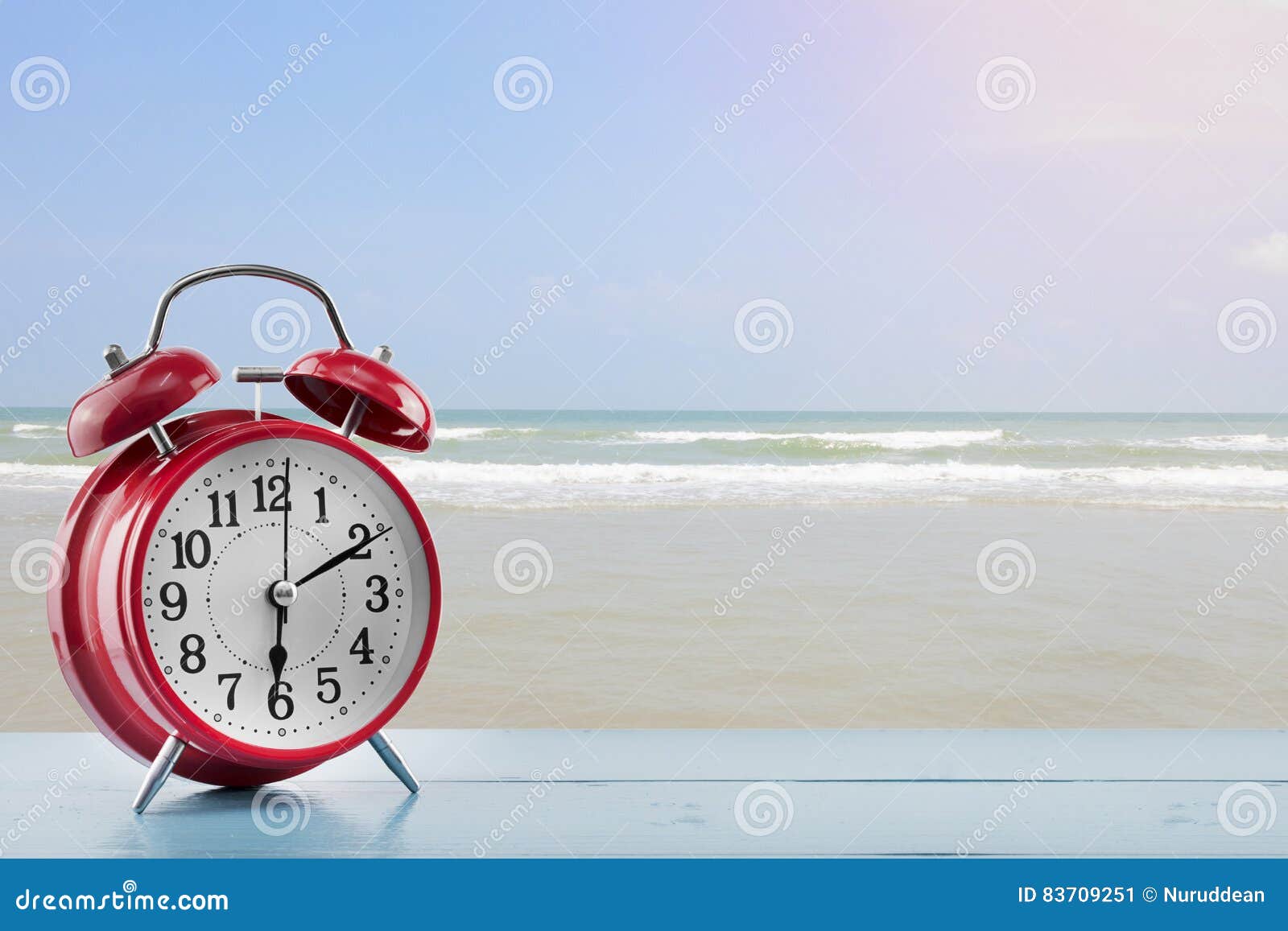 Alarm Clock With Sea And Beach Background Stock Image - Image Of Clock,  Style: 83709251