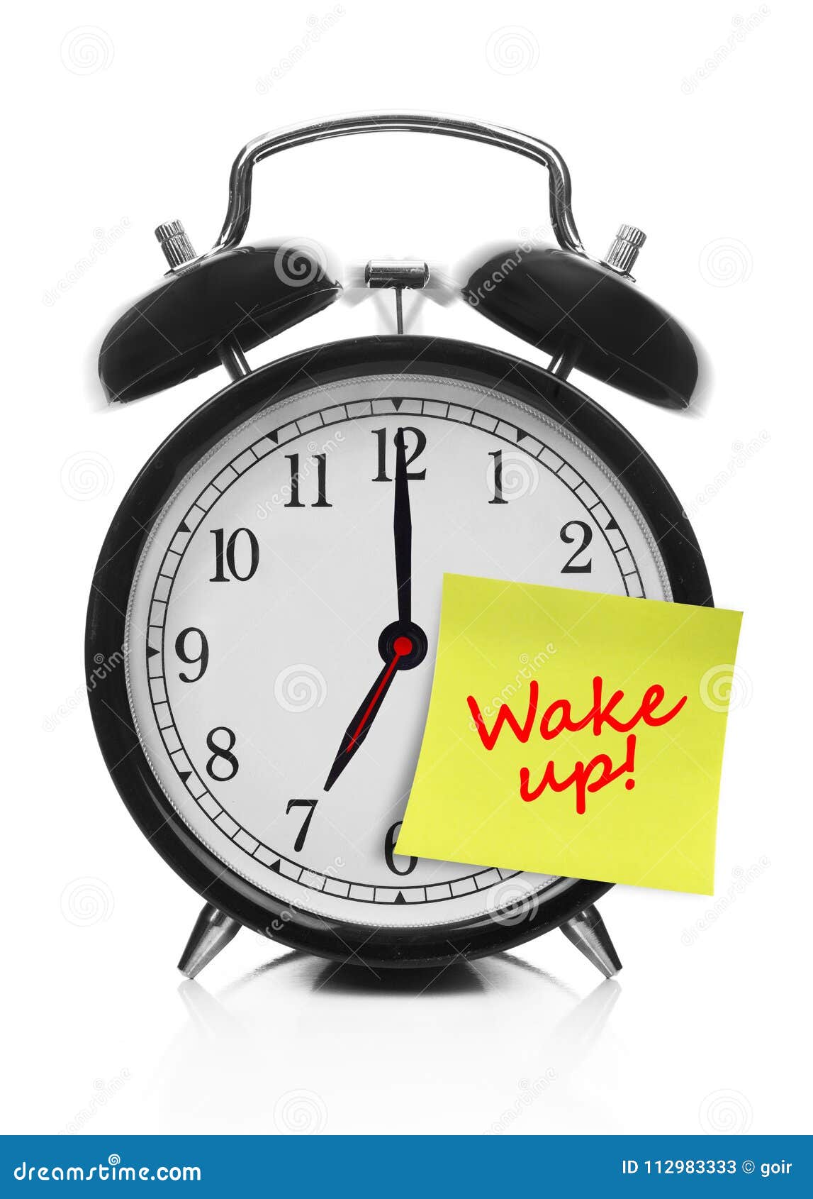 Wake up on white stock image. Image of warning, vertical 112983333