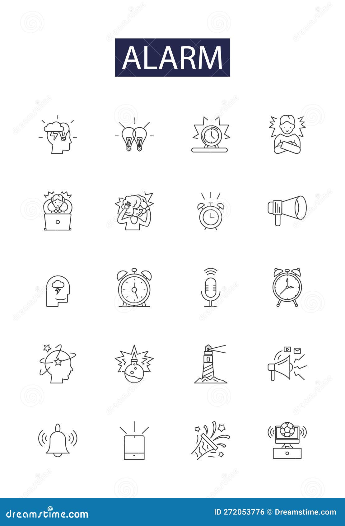 alarm line  icons and signs. alert, warning, beep, buzzer, siren, whistle, ringer, shriek outline 