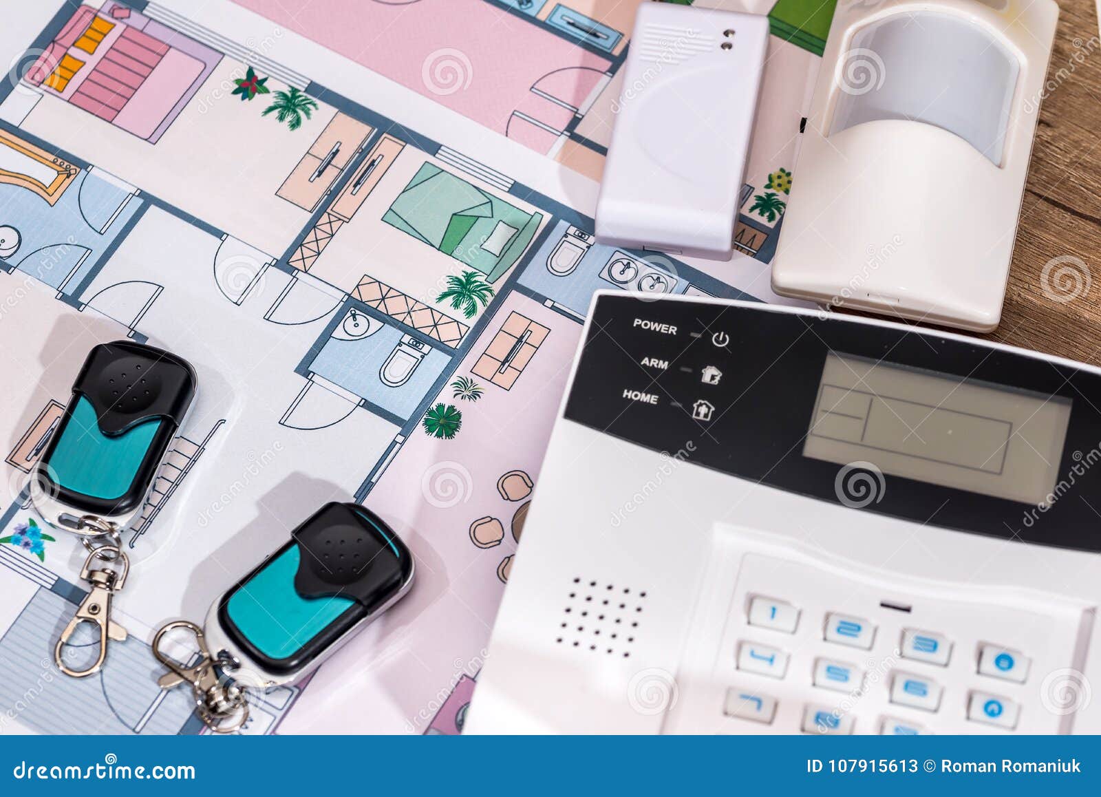 Alarm System, Cctv on House Plan. Stock Image Image of code
