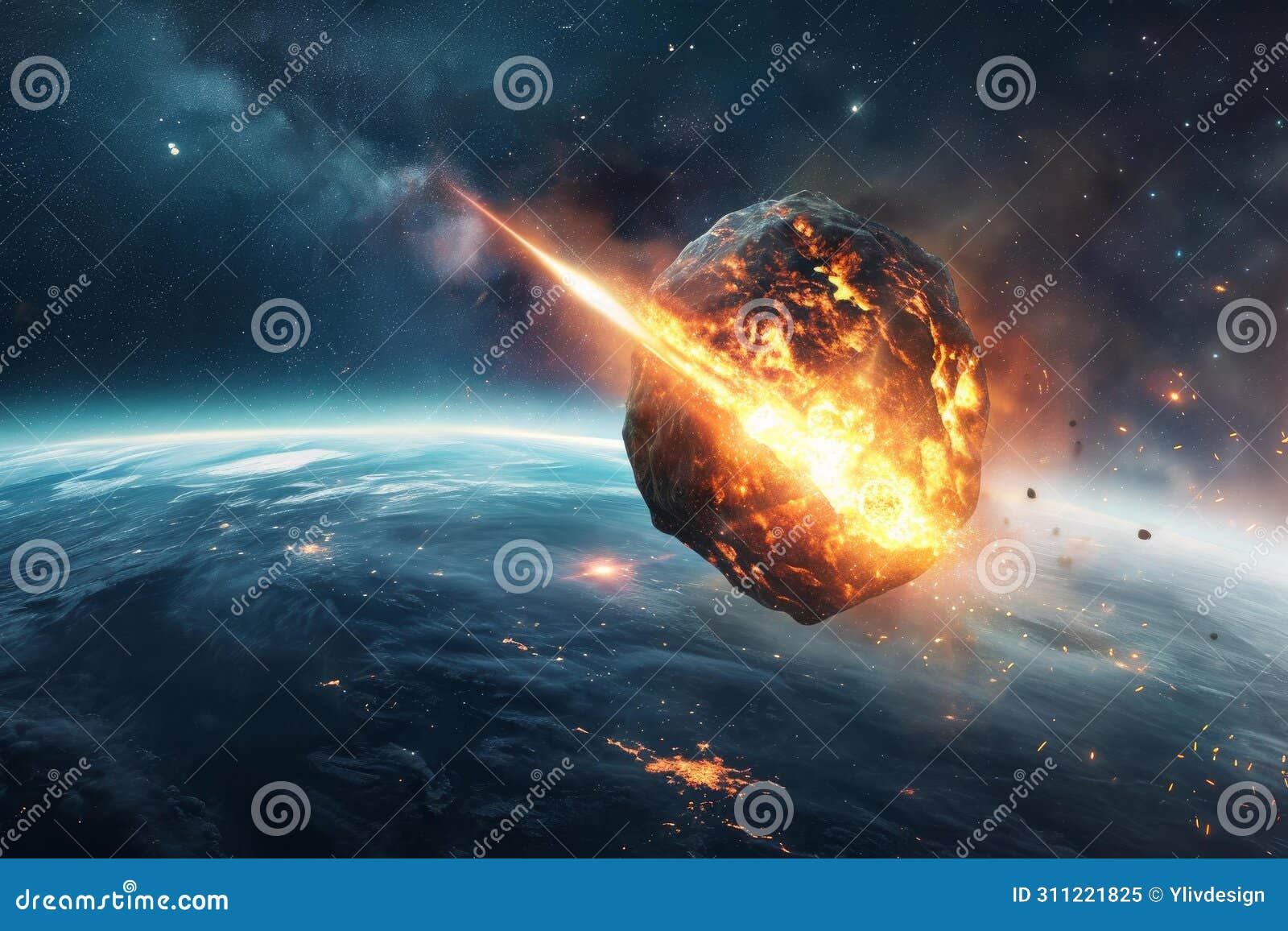 alarming asteroid earth collision. generate ai