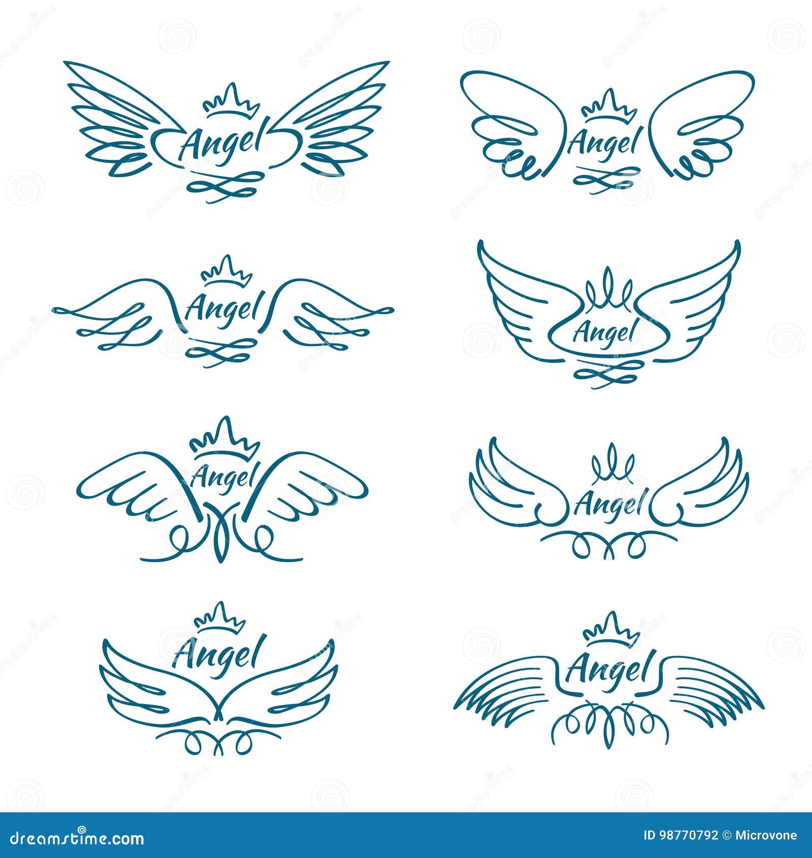 Alas De Vuelo Elegantes Del ángel Colección Dibujada Mano Del Diseño Del Vector Del Tatuaje Del Ala Ilustración del Vector - Ilustración de pluma, elemento: 98770792